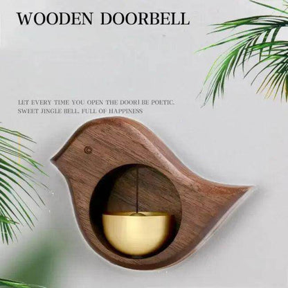 Enchanting Wooden Bird Doorbell with Brass Bell for Welcoming Homes - Estalios