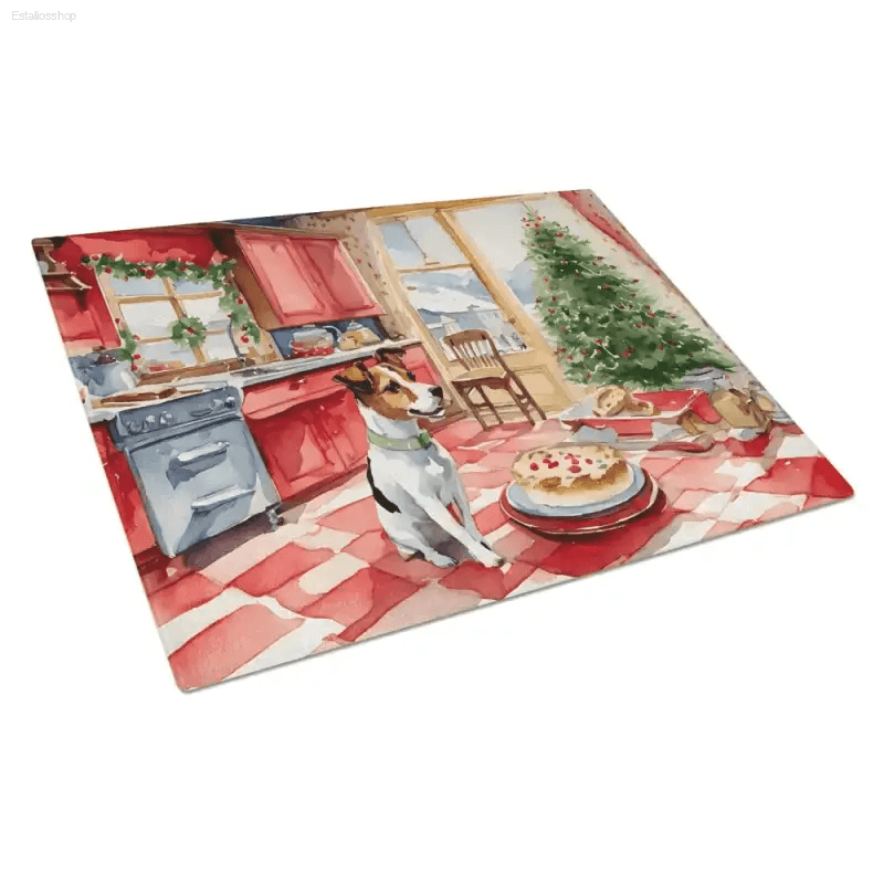 Woofin Good Christmas Cutting Board: Festive Kitchen Fun! Product Description: Deck the Halls and your Kitchen with our Festive Holiday Kitchen Scene Cutting Board! - Estalios