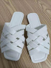 Stylish Woven Slide Sandals in White, Pink, Light Blue - Estalios