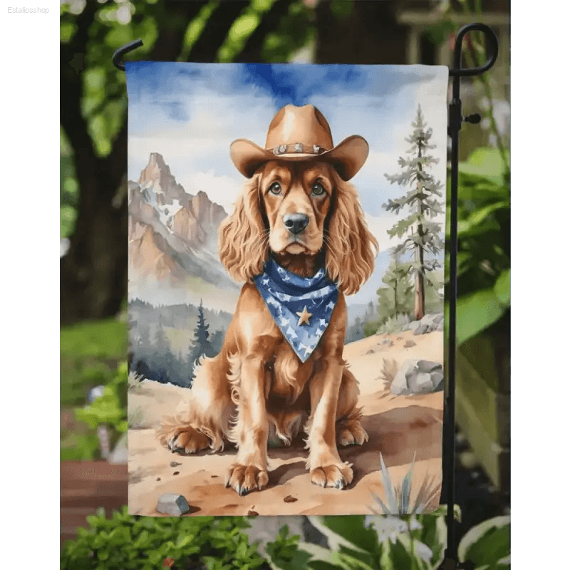Yeehaw! Cowboy Dog Garden Flag: Unleash the Wild West! Howdy Partner! Spruce Up your Yard with this Adorable Watercolor Dog Garden Flag Featuring - Estalios