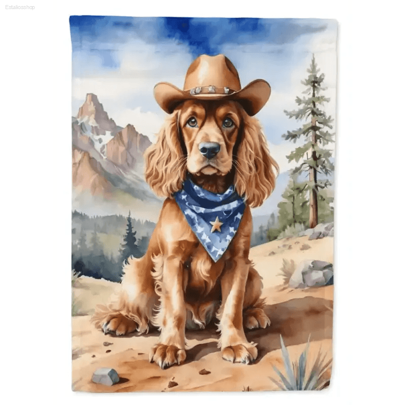 Yeehaw! Cowboy Dog Garden Flag: Unleash the Wild West! Howdy Partner! Spruce Up your Yard with this Adorable Watercolor Dog Garden Flag Featuring - Estalios