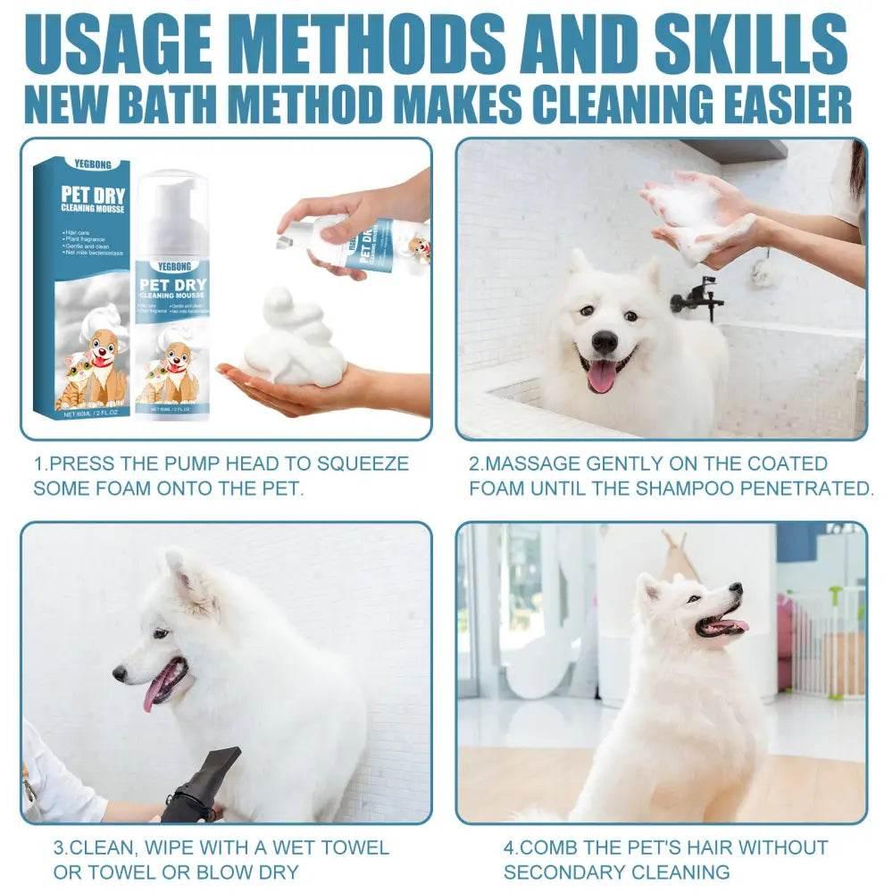 Yegbong Pet Dry Cleaning Mousse for Odor-Free Cats and Dogs - Estalios