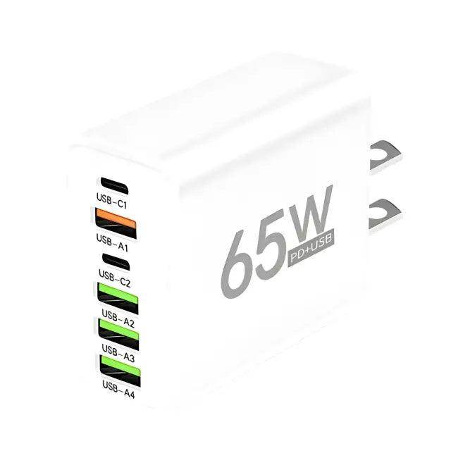 Bold Yellow 65W Multi-Port Fast Charger for Quick Power - Estalios