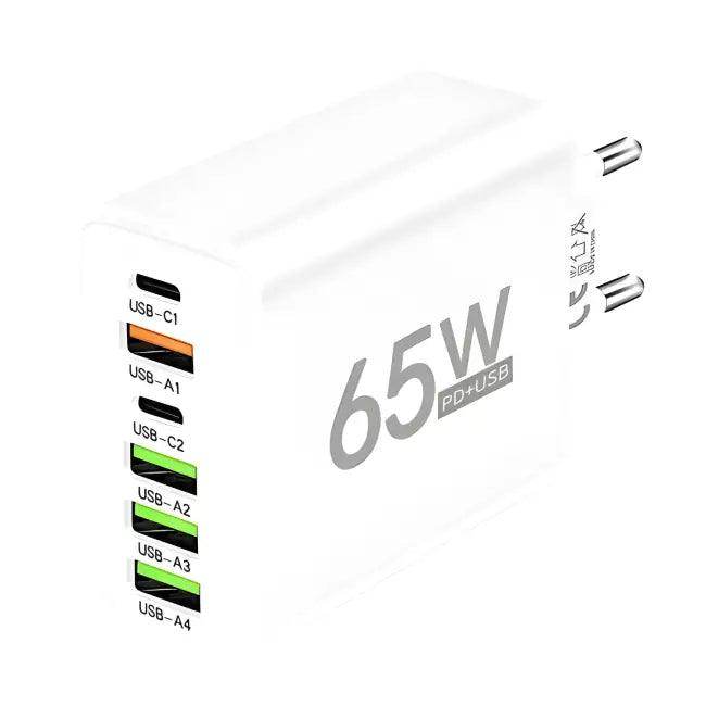 Bold Yellow 65W Multi-Port Fast Charger for Quick Power - Estalios