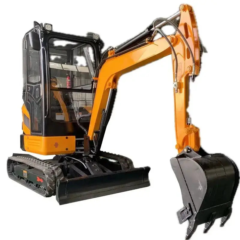 Yellow and black compact excavator from the Quality Mini Digger range, perfect for tight spaces