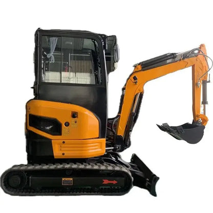 Yellow and black compact excavator, perfect as a quality mini digger for tight spaces