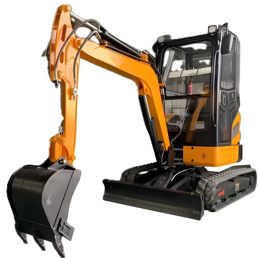 Orange and black excavator showcasing the Quality Mini Digger for all your small mini needs