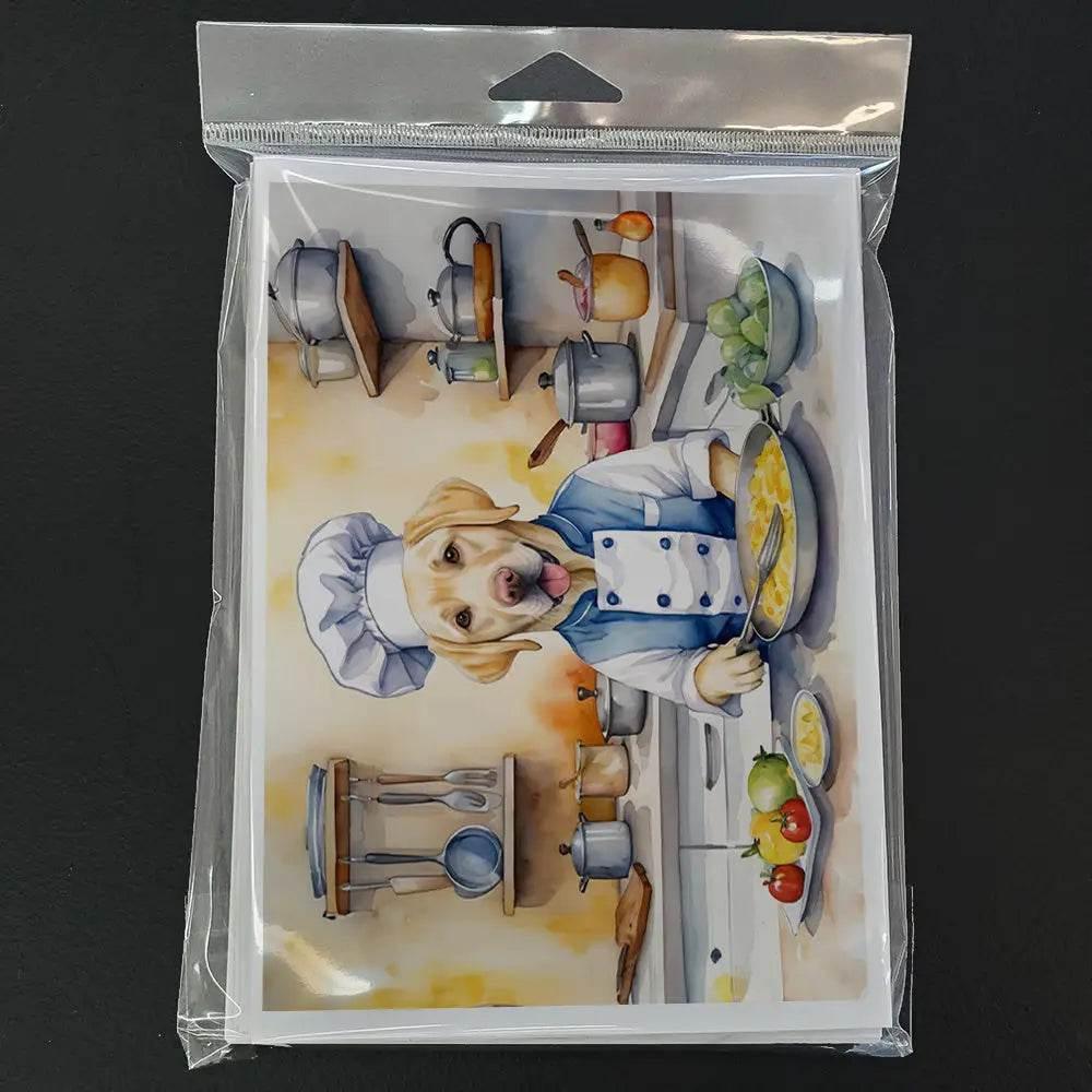 Whimsical Yellow Labrador Chef Greeting Cards Pack of 8 - Estalios