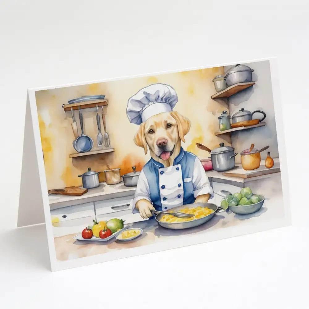 Whimsical Yellow Labrador Chef Greeting Cards Pack of 8 - Estalios