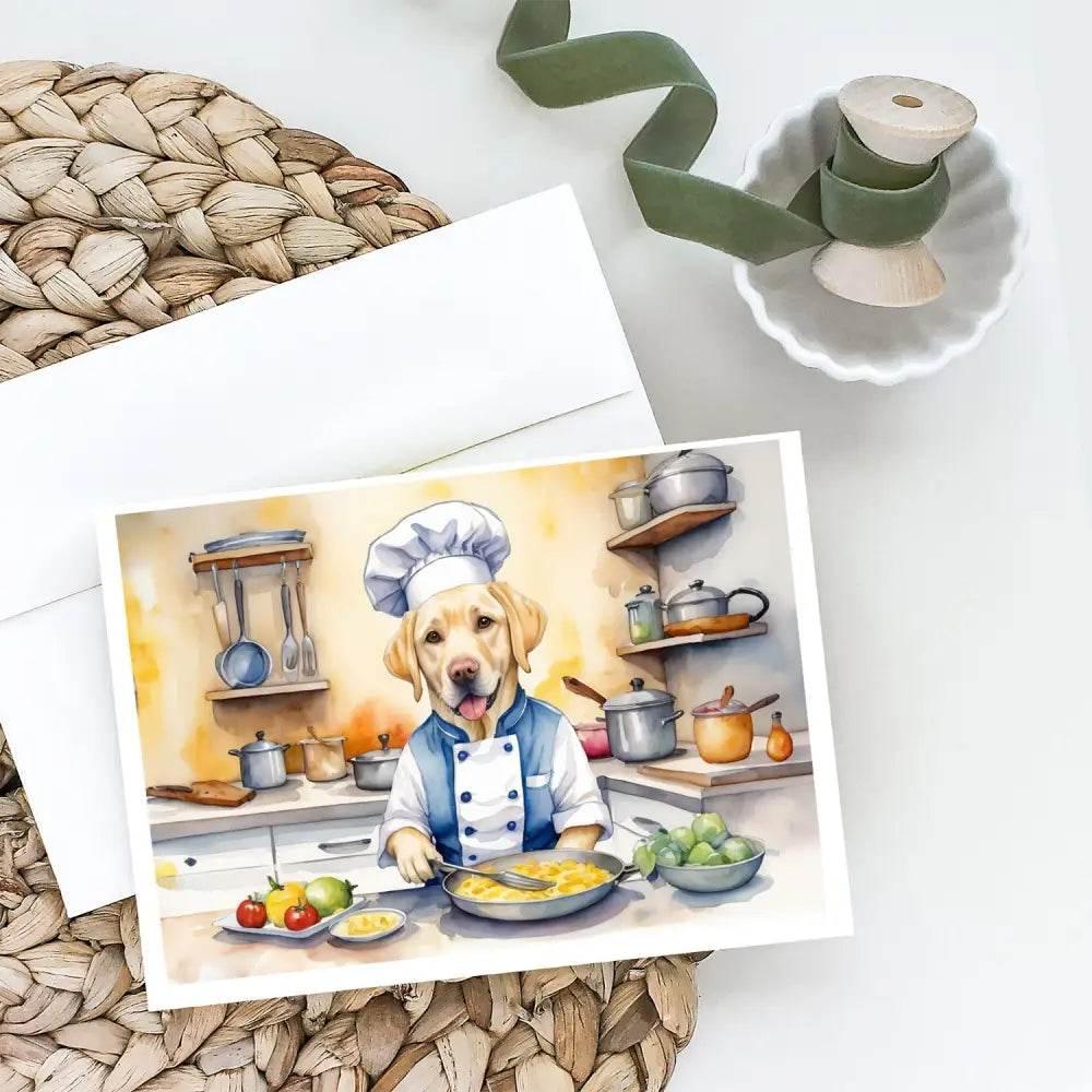 Whimsical Yellow Labrador Chef Greeting Cards Pack of 8 - Estalios