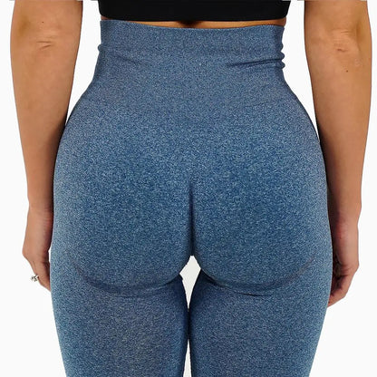 Blue textured Yoga Gym Leggings with a comfy high waist for workouts and style