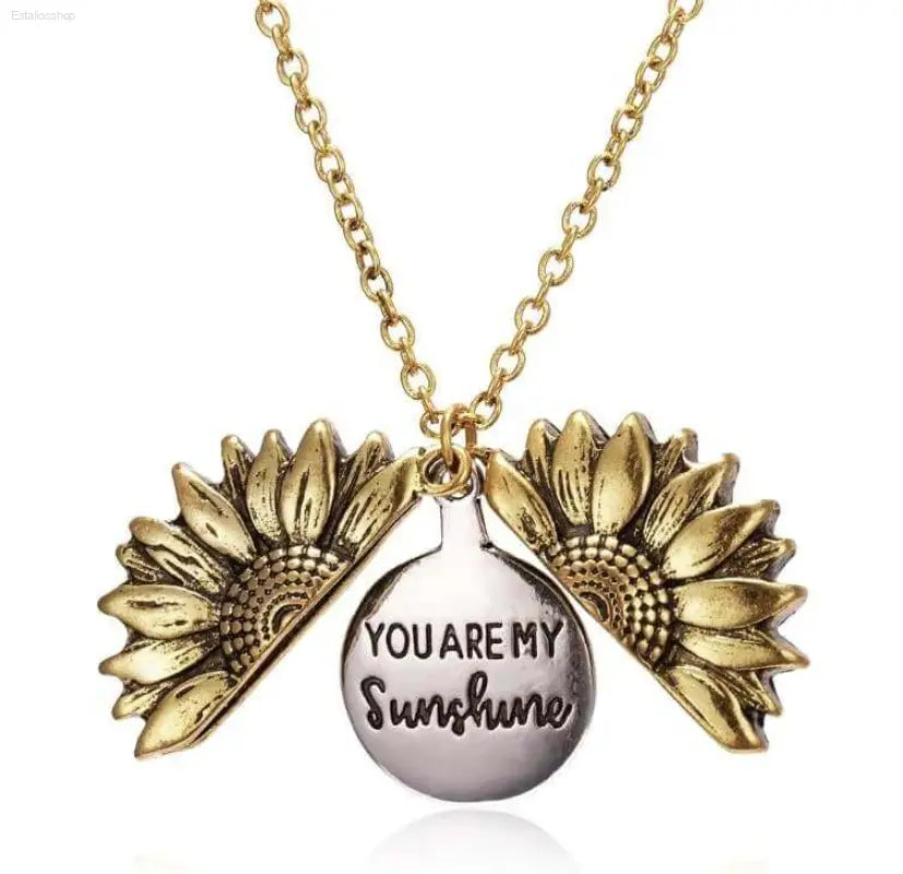 You Are My Sunshine Sunflower Pendant Necklace Gift - Estalios