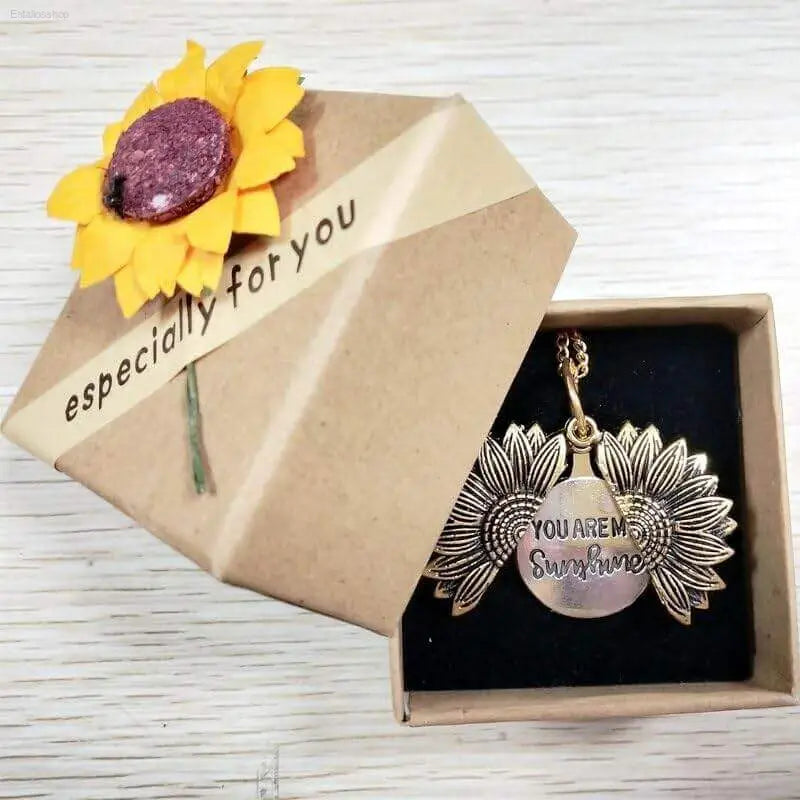 You Are My Sunshine Sunflower Pendant Necklace Gift - Estalios