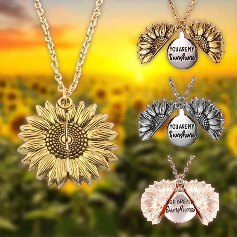 You Are My Sunshine Sunflower Pendant Necklace Gift - Estalios
