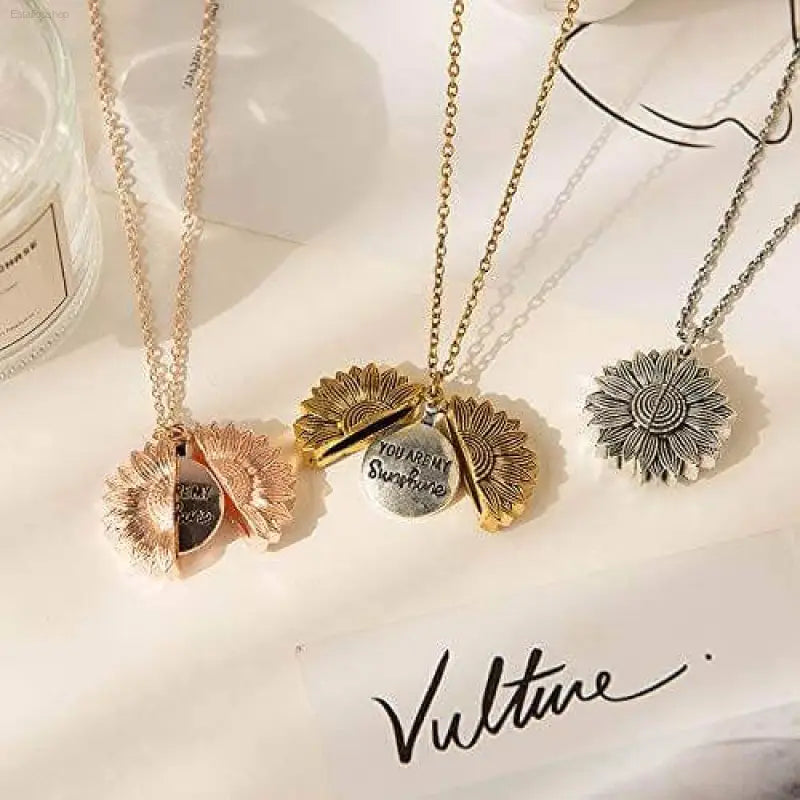 You Are My Sunshine Sunflower Pendant Necklace Gift - Estalios