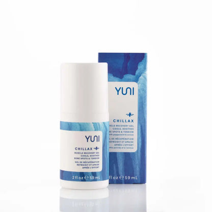 YUNI Chillax Muscle Recovery Gel for soothing sore muscles after workouts and relaxation