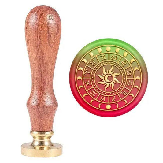 Zodiac Wax Seal Stamp with Wooden Handle for Unique Seals - Estalios