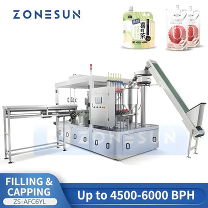 Automatic filling and capping machine for Zonesun Automatic Spout Pouch liquid filling