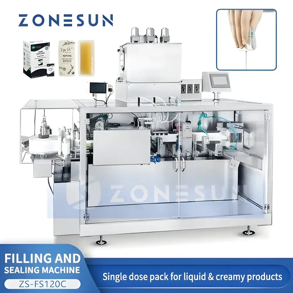 Automatic Liquid Filling and Sealing Machine from Zonesun Easy Snap Packer