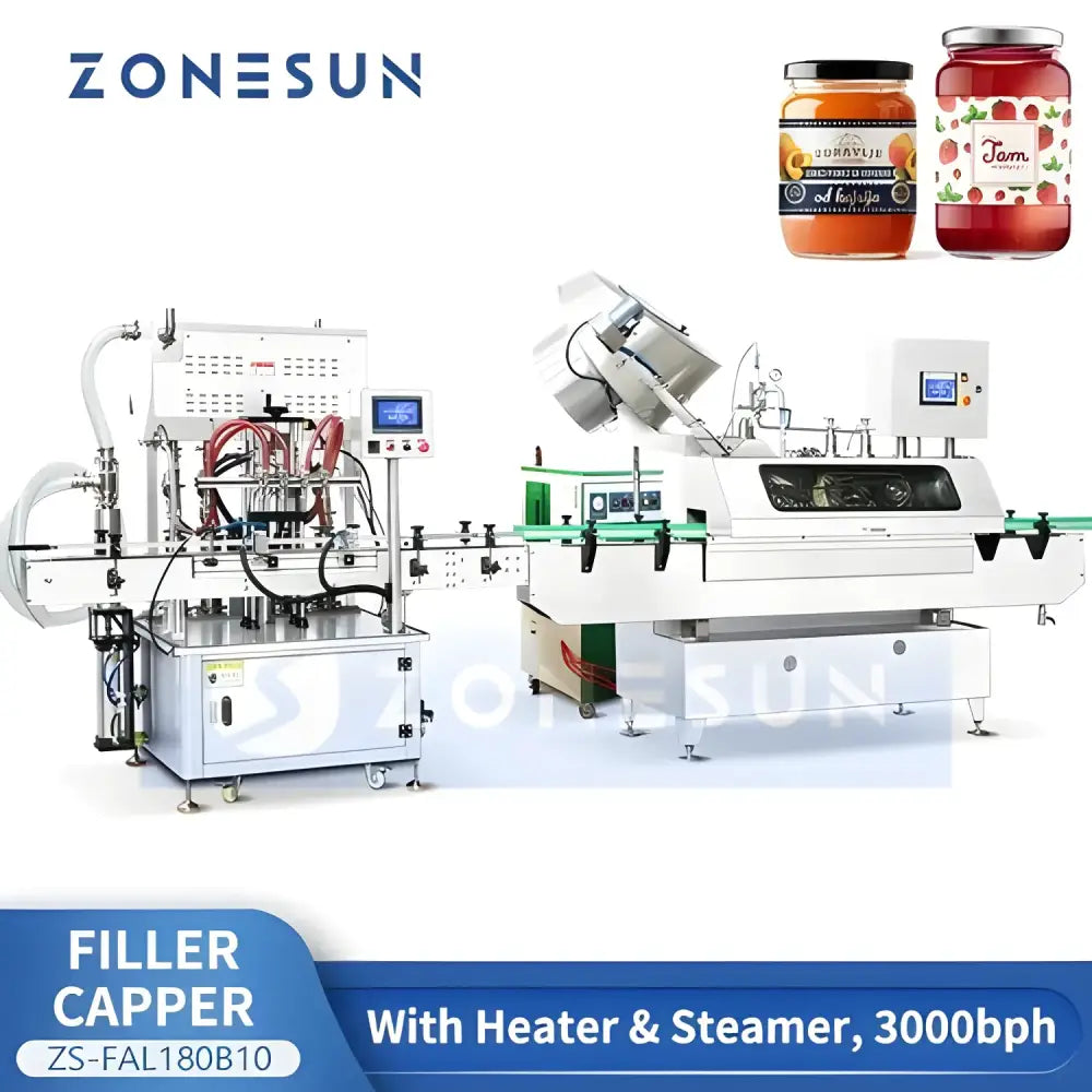 Automatic Zonesun Steam Vacuum Filler Capper for glass jar filling efficiency