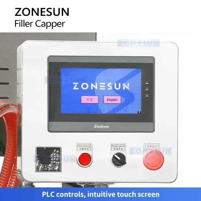 Zonesun Steam Vacuum Filler Capper control panel for glass jar filling efficiency