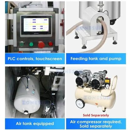 Industrial machinery components in Zonesun VFFS Liquid Feeding Filling Sealing Powerhouse