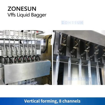 Automated Zonesun VFFS Liquid Feeding Filling Sealing machine for efficient bagging