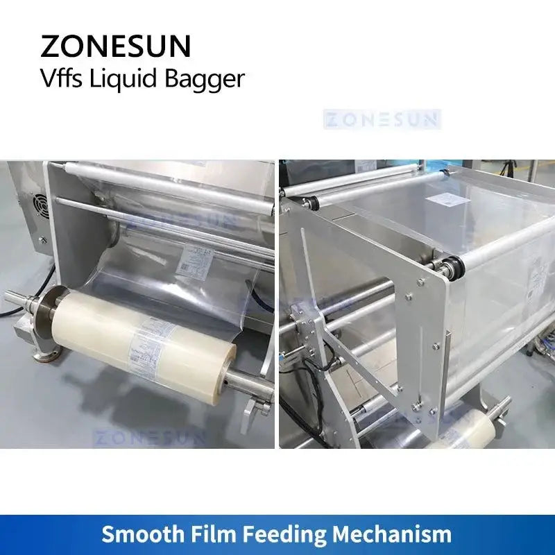 Liquid bagger film feeding mechanism in Zonesun VFFS Liquid Feeding Filling Sealing powerhouse