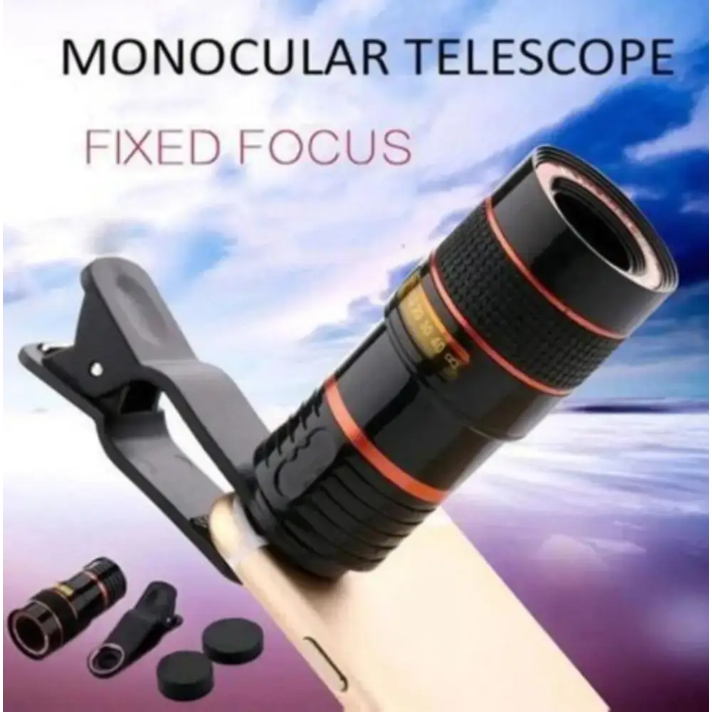 Monocular telescope with phone clip for enhanced optical zoom smartphone photography