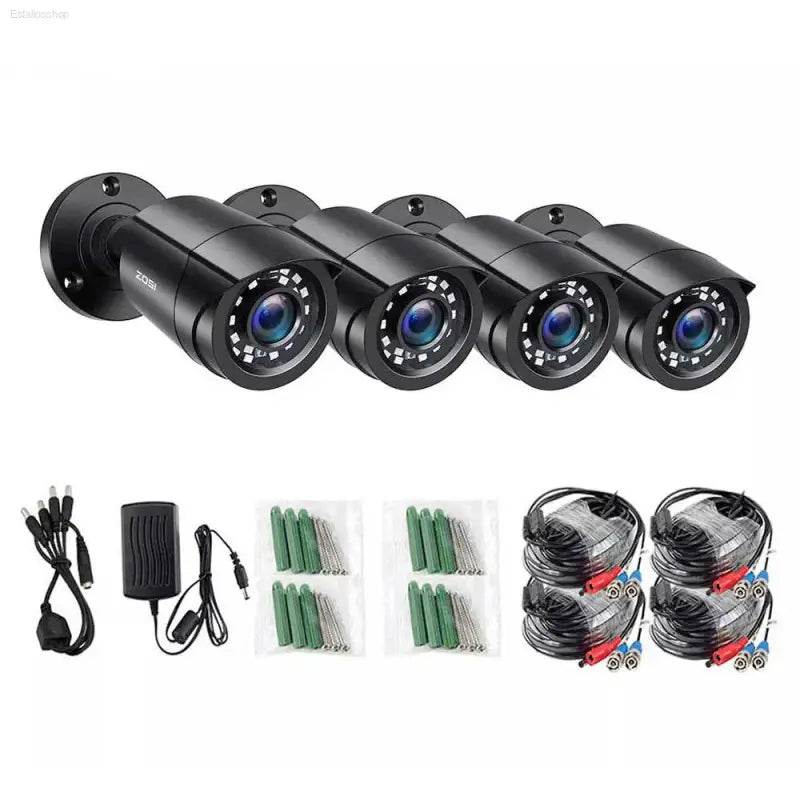 ZOSI 1080P 4 Pack HD TVI Security Cameras Outdoor Indoor Weatherproof Bullet Surveillance Camera for Analog CCTV DVR System - Estalios