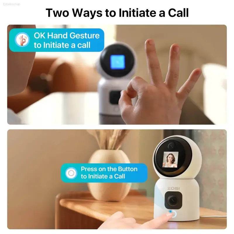 ZOSI Smart Baby Cams WiFi PTZ Auto Tracking AI 360° Panoramic Indoor Video Surveillance - Estalios